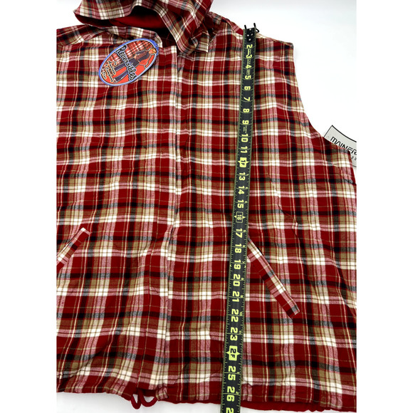 Women's Reversibles Hooded Red Plaid Zip Vest 3XL Sears New with Tags Old Stock - Picture 7 of 14